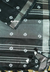 Black - khadi silk with shibori prints